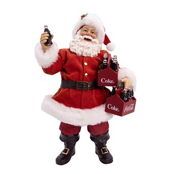 Kurt Adler 10.5-Inch Coca-Cola® Santa Holding Two Six Packs Table Decor
