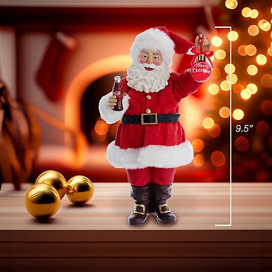 Kurt Adler 9.5-Inch Coca-Cola® Santa Holding Ornament Table Decor