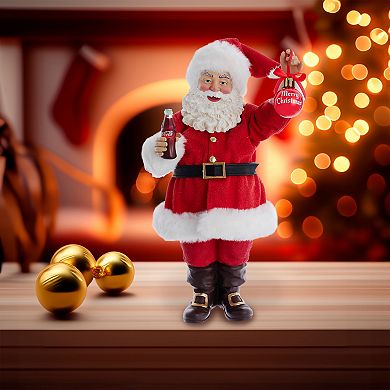 Kurt Adler 9.5-Inch Coca-Cola® Santa Holding Ornament Table Decor