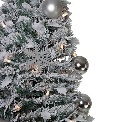 Northlight 6-ft. Pre-Lit Flocked Pre-Decorated Pop-Up Artificial Christmas Tree