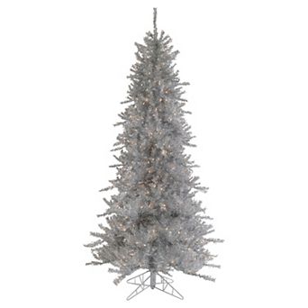 Northlight 9-ft. Pre-Lit Silver Tinsel Noble Slim Artificial Christmas Tree