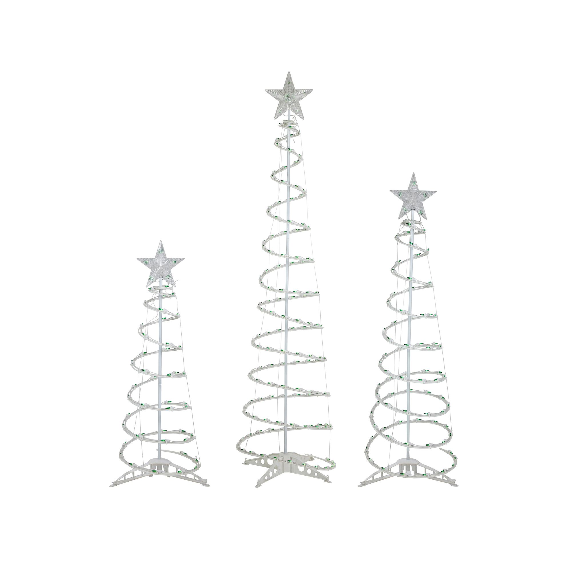 Northlight Green Lighted Spiral Christmas Trees 3-piece Set