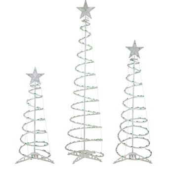 Northlight Green Lighted Spiral Christmas Trees 3 pc Set