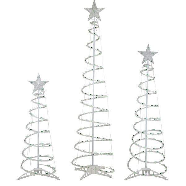 Northlight Green Lighted Spiral Christmas Trees 3-piece Set