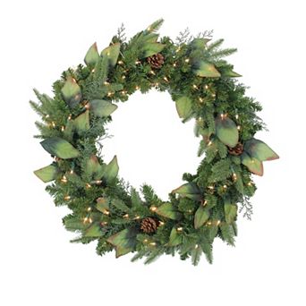 Northlight Pre-Lit Mixed Winter Pine Artificial Christmas Wreath