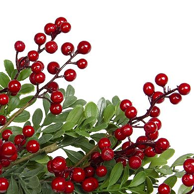 Northlight Red Berries & Two Tone Leaves Artificial Christmas Wreath