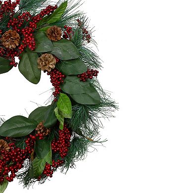Northlight Leaves, Berry & Pine Needle Artificial Christmas Wreath
