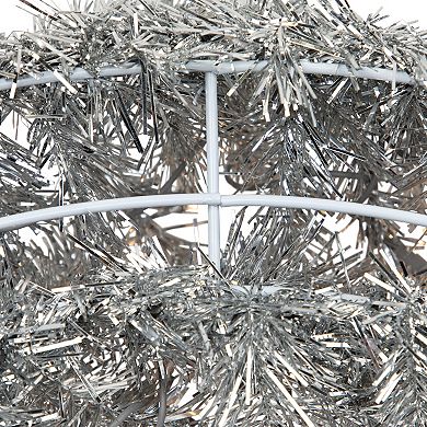 Northlight 36" Pre-Lit Silver Tinsel Artificial Christmas Wreath