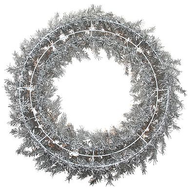 Northlight 36" Pre-Lit Silver Tinsel Artificial Christmas Wreath
