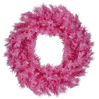 Northlight 24" Pre-Lit Pink Spruce Artificial Christmas Wreath