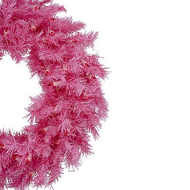Northlight 24" Pre-Lit Pink Spruce Artificial Christmas Wreath