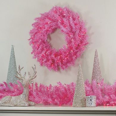 Northlight 24" Pre-Lit Pink Spruce Artificial Christmas Wreath