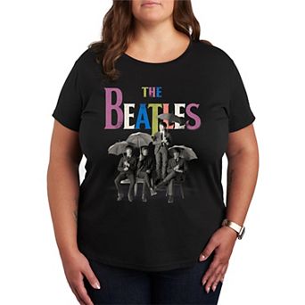 Plus Size The Beatles Umbrella Rainbow Graphic Tee