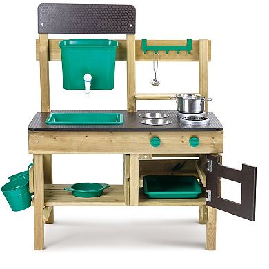 Hape Nature Fun Outdoor Mud Wooden Kitchen Playset