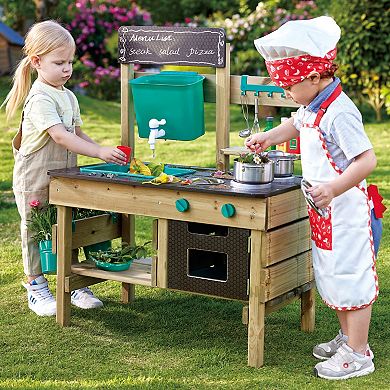 Hape Nature Fun Outdoor Mud Wooden Kitchen Playset