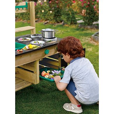 Hape Nature Fun Outdoor Mud Wooden Kitchen Playset