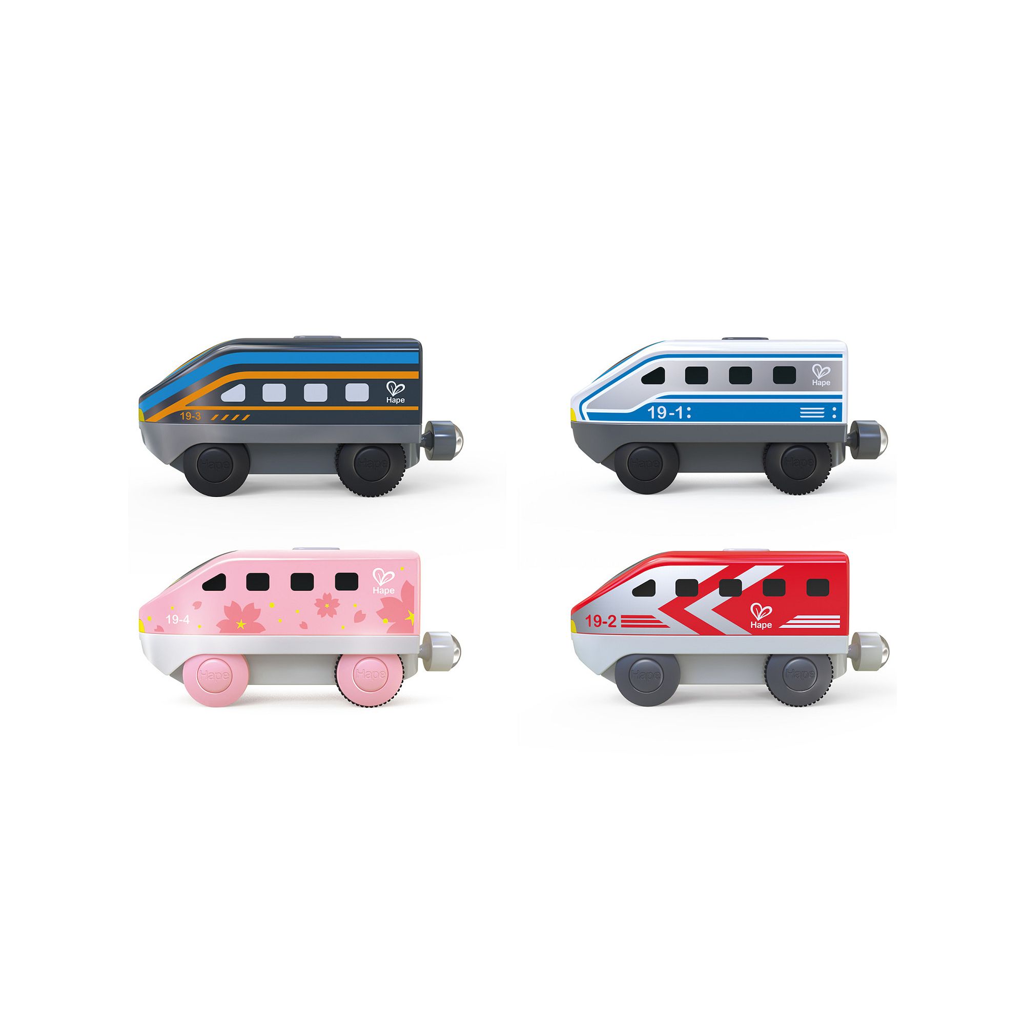 Hape 4-Piece Battery Powered Locomotive Set, Multi
