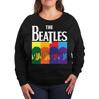 Plus Size The Beatles Color Block French Terry Long Sleeve Tee