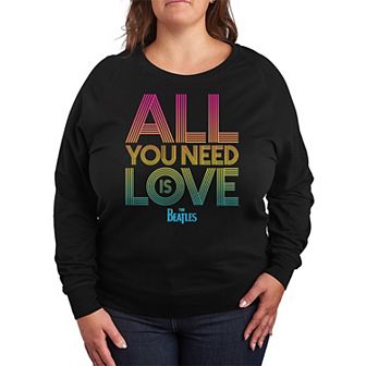 Plus Size The Beatles All You Need Is Love French Terry Long Sleeve Tee