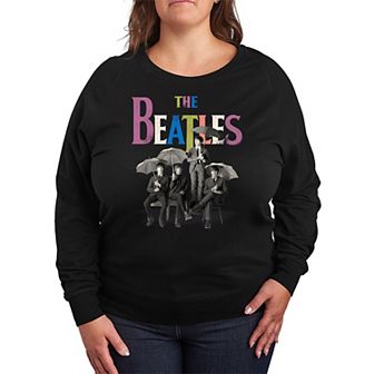 Plus Size The Beatles Umbrella Rainbow French Terry Long Sleeve Tee