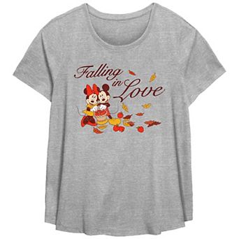 Disney's Mickey Mouse And Minnie Mouse Falling In Love Plus Size Flowy Graphic Tee