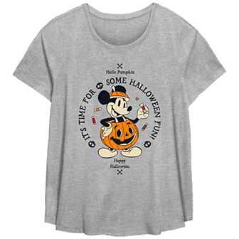 Disney's Mickey Mouse Hello Pumpkin It’s Time For Some Halloween Fun Plus Size Flowy Graphic Tee