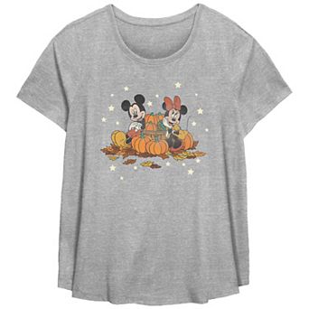 Disney's Mickey Mouse And Minnie Mouse Pumpkin Harvest Plus Size Flowy Graphic Tee