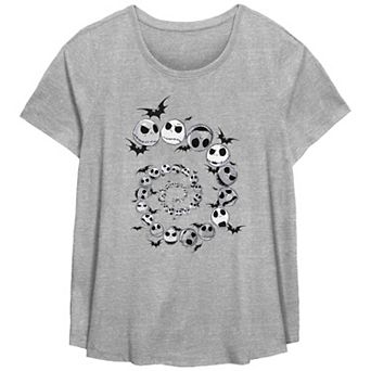 Disney's The Nightmare Before Christmas Jack Skellington And Bats Spiral Plus Size Flowy Graphic Tee