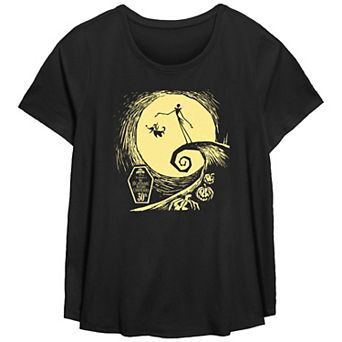 Disney's The Nightmare Before Christmas Jack Skellington Spiral Hill Plus Size Flowy Graphic Tee