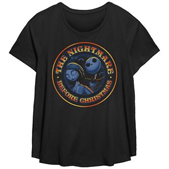 Disney's The Nightmare Before Christmas Jack Skellington And Sally Stamp Plus Size Flowy Graphic Tee