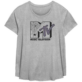 Plus Size MTV Spider Halloween Logo Flowy Graphic Tee