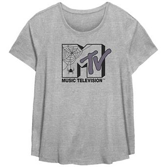 Plus Size MTV Spider Halloween Logo Flowy Graphic Tee