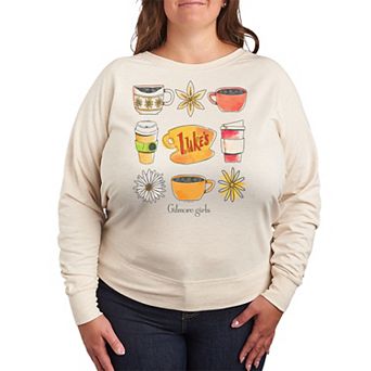 Plus Size Gilmore Girls Luke's Coffee Grid French Terry Long Sleeve Tee