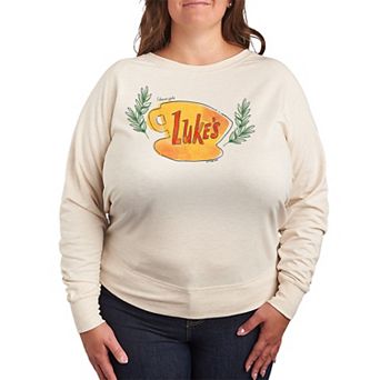 Plus Size Gilmore Girls Luke's Coffee Cup French Terry Long Sleeve Tee