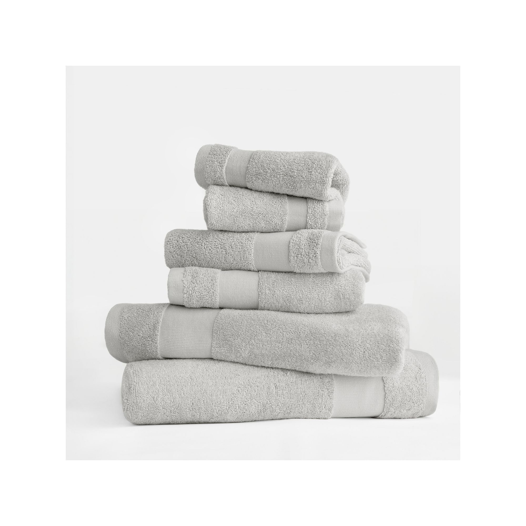 Home Collection 6-Piece 100% Cotton Bath Towels, Light Gray