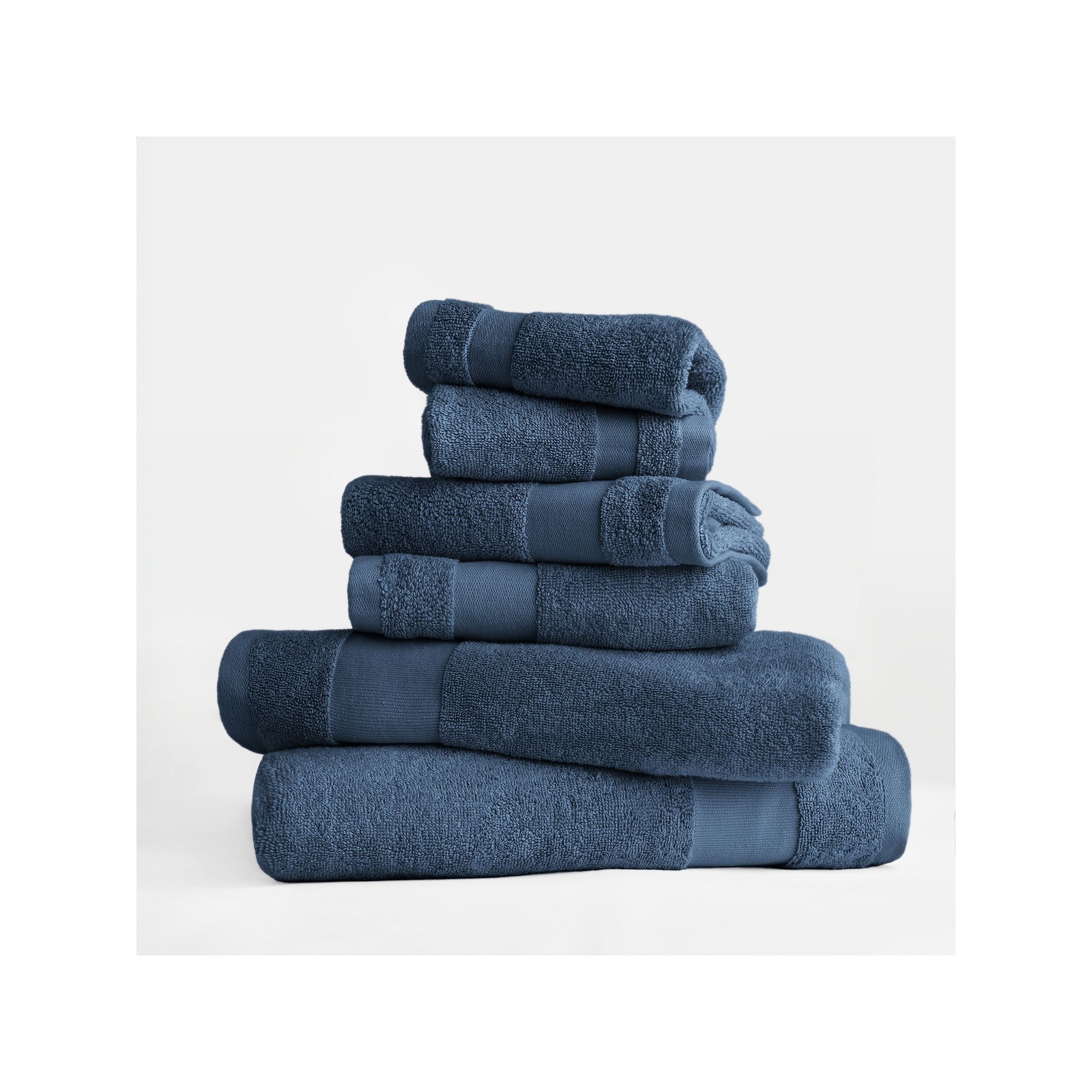 Home Collection 6-Piece 100% Cotton Bath Towels, Blue