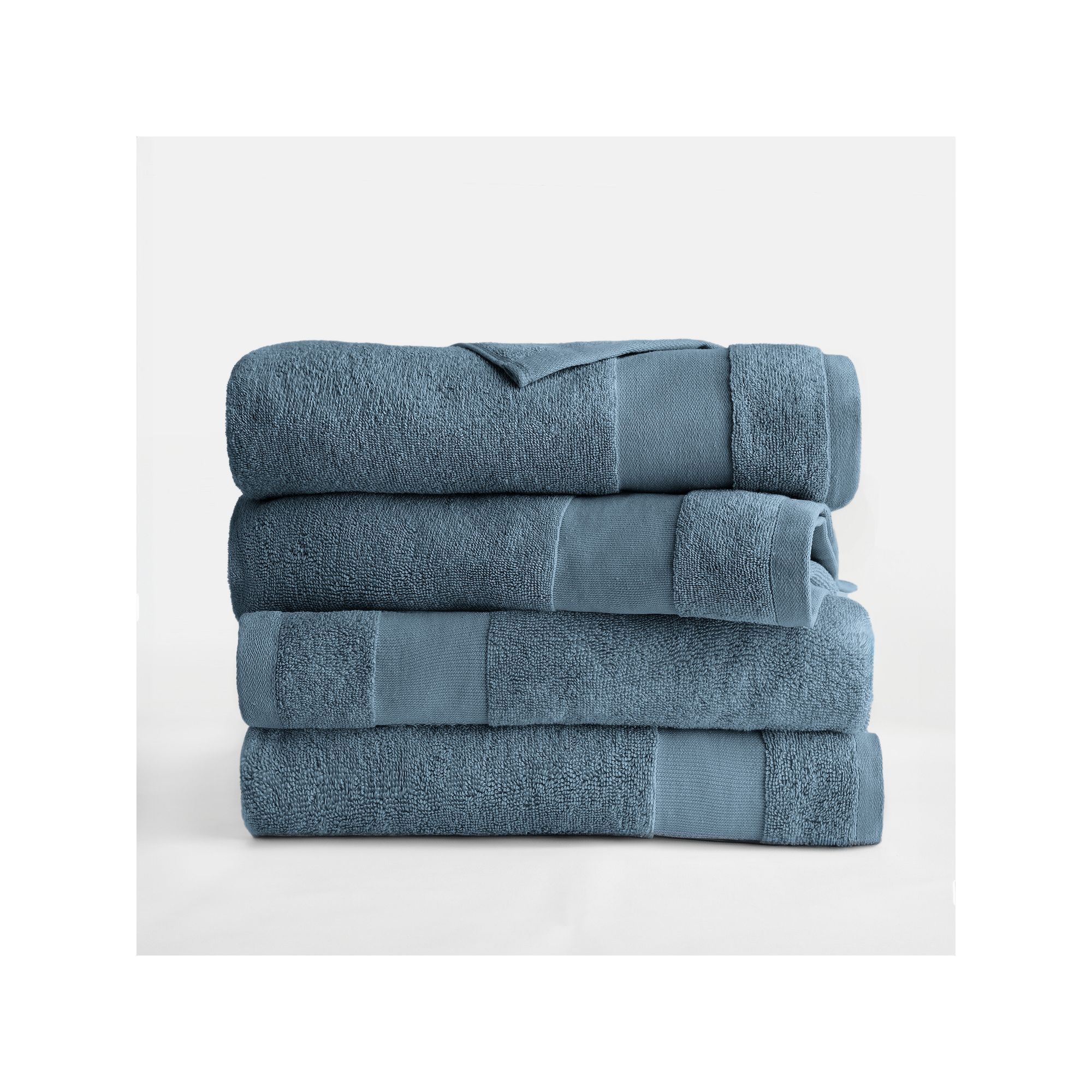 Home Collection 4-Pack 100% Cotton Bath Towels, Light Blue