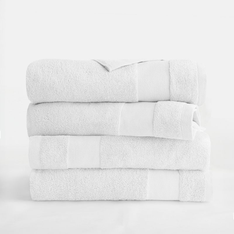 Noble Linens 4 Piece Farmhouse Cotton Bath Towel Set  White