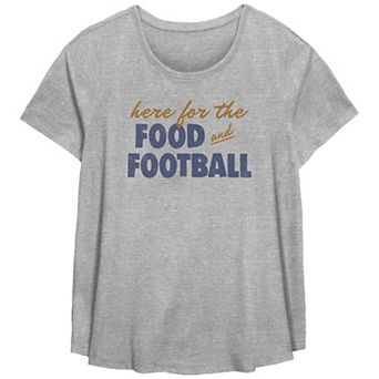 Plus Size Here For The Food And Football Flowy Graphic Tee