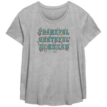 Plus Size Thankful Grateful Blessed Flowy Graphic Tee