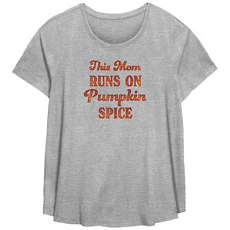 Plus Size This Mom Runs On Pumpkin Spice Flowy Graphic Tee