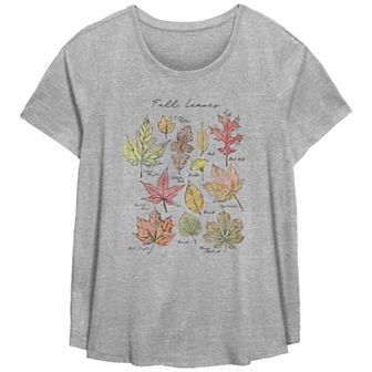 Plus Size Fall Leaves Flowy Graphic Tee