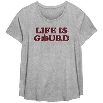 Plus Size Life Is Gourd Flowy Graphic Tee