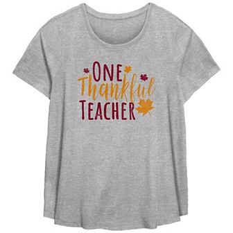 Plus Size One Thankful Teacher Flowy Graphic Tee