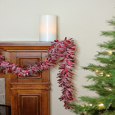 Northlight Wide Cut Snowblush Tinsel Commercial Christmas Garland - 50' x 4" - Red and White - Unlit