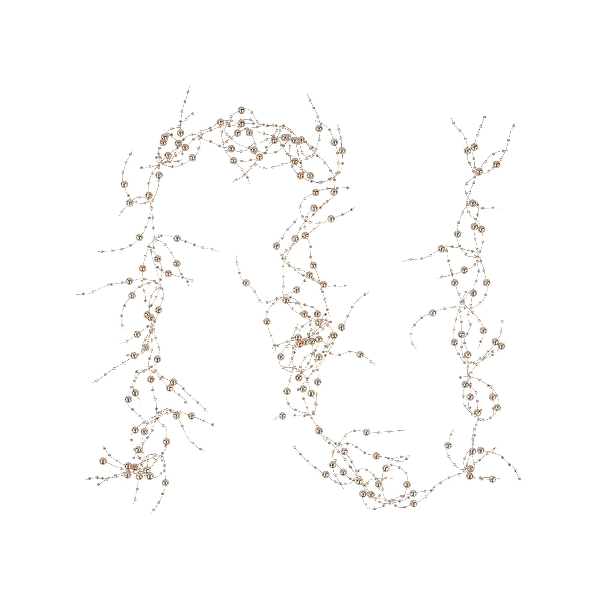 Northlight Metallic Rose Gold Beaded Christmas Garland, Pink