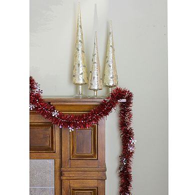 Northlight Shiny Red Tinsel & Silver Snowflakes Artificial Christmas Garland