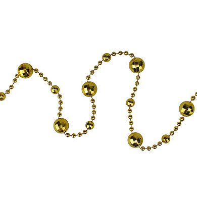 Northlight Shiny Gold Mirrored Disco Ball Beaded Artificial Christmas Garland