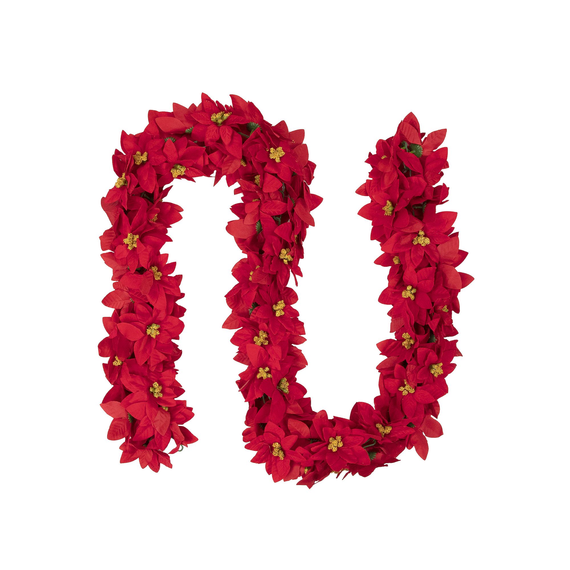 Northlight Red Artificial Poinsettia Floral Christmas Garland