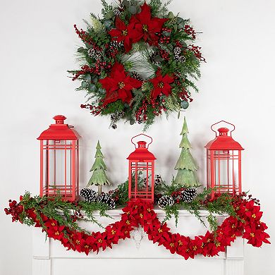 Northlight Red Artificial Poinsettia Floral Christmas Garland